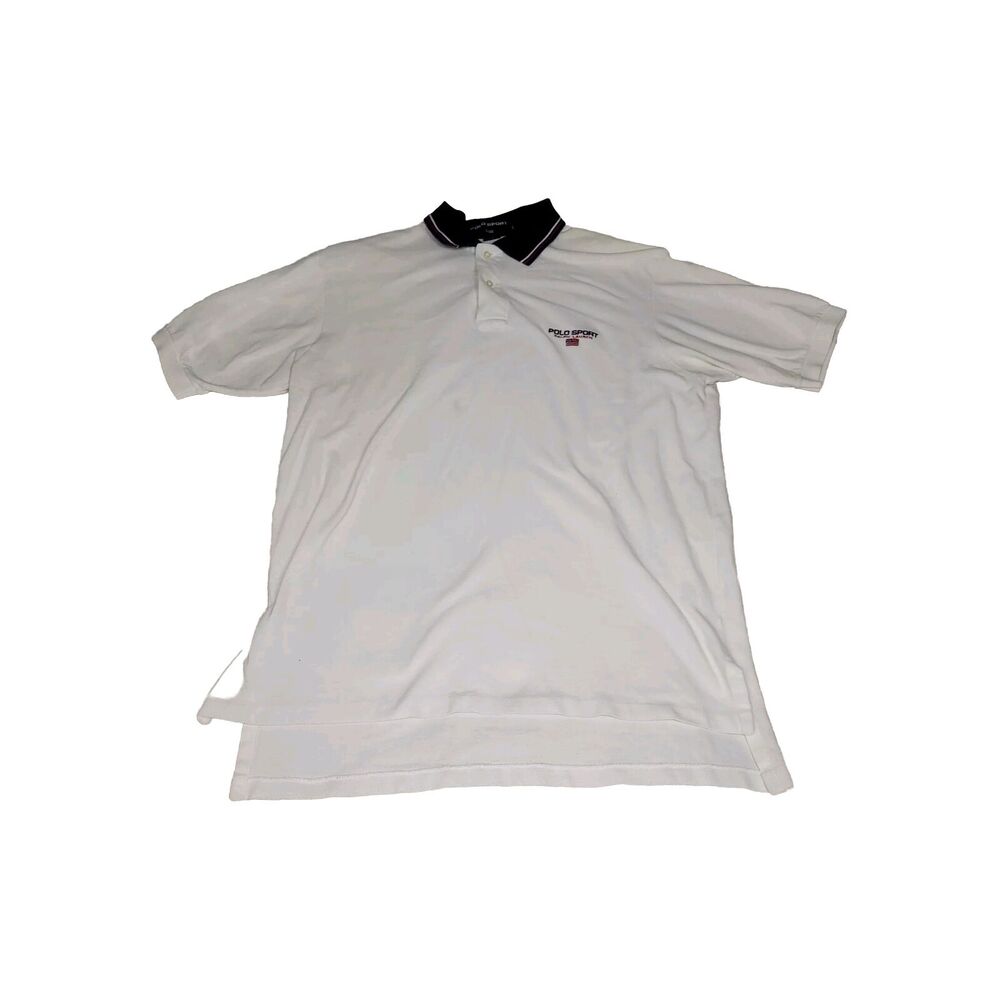 Vintage Polo Sport Ralph Lauren Mens Size L White Retro Preppy Made In USA Y2k